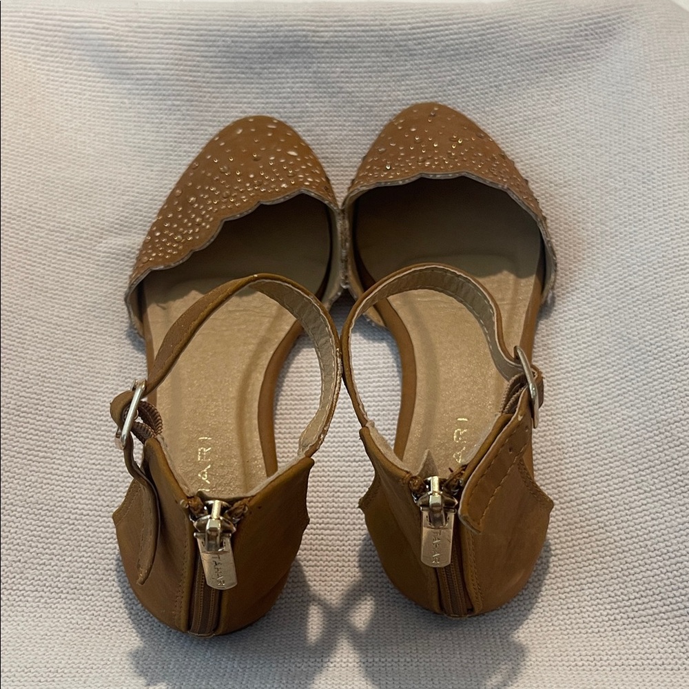 Tahari Brown Flats with Ankle Strap